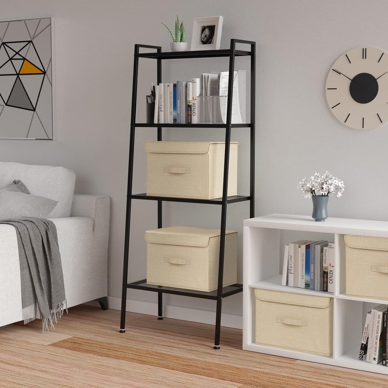 Homsorout Pack of 2 Storage Boxes with Lid, Foldable Storage