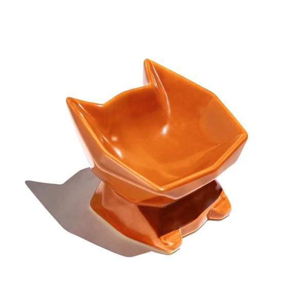 Woolie GEO: Ergonimic Cat Bowl Feeder in Ceramic (Terracotta)