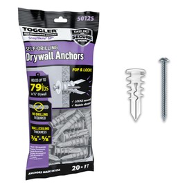 TOGGLER SnapSkru SP Self Drilling Drywall Anchor for Hollow Walls Application, Glass Filled Nylon, Made in USA, Wall Anchors with Screw, Anchors Kit for #6 to #10 Fasteners, (20 Pack w/Screws)