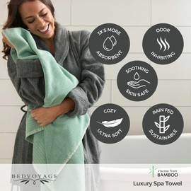 BedVoyage Luxury Spa Bath Towel, 650 GSM Ultra Soft & Plush, Viscose Derived from Bamboo, Super Absorbent, Large Towels for Bathroom 30x54 - Seaglass