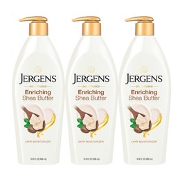 Jergens Shea Butter Hand and Body Lotion, Deep Conditioning Moisturizer, 3X More Radiant Skin, with Pure Shea Butter, Dermatologist Tested, 16.8 Oz, Pack of 3