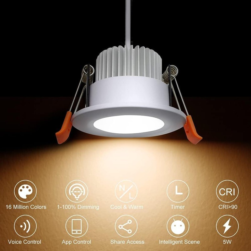 YGS-Tech Smart 3 Inch LED Recessed Lighting RGB WiFi Downlight,