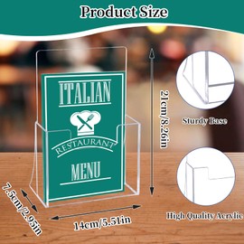 A5 Clear Leaflet Holder, 2 Pack Brochure Holder Free Standing, Acrylic Brochure Dispenser, 14x7.6x20.8cm Leaflet Holder Stand for Counter, Literature, Card