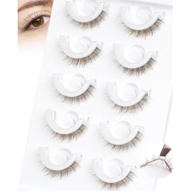 Brown Self Adhesive Glueless Lashes - False Eyelashes Waterproof Natural Pre-glued Press on Lashes Easy Eyelashes for Beginners Fake LashesStrips by EMEDA(Brown 864)