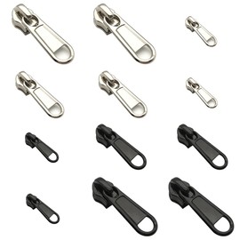 SANJAOYEE Zipper Puller Fastener Repair Slider Set of 12 3 Sizes Metal Pull Sliders Replacement Durable Zipper Head Removable Reusable Zipper Replacement Sliders