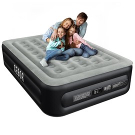 Sebor Air Mattress Queen with Built-in Pump 18", Comfortable Self-Inflating Air Mattress with High-Speed Pump, Durable Blow Up Mattress Queen with Storage Bag for Guests, Camping, Travel