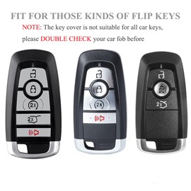 YALNORVA For Ford Key Fob Cover with Keychain, Key Fob Case Cover Fits for Ford Expedition Explorer Escape Fusion Edge Bronco Mustang F150 F250 Lincoln Aviator Car Accessories 5 Button Smart Key