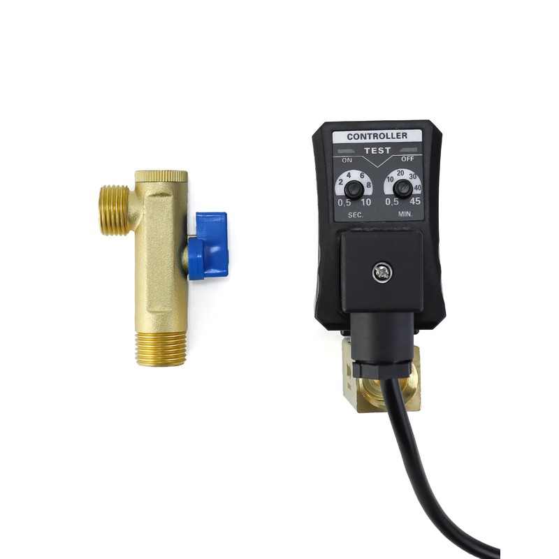 QWORK Automatic Timed Condensate Drain Valve with Steel Hose 1/4