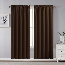 CUCRAF Blackout Curtains 72 inch Length 2 Panels Set, Rod Pocket Room Darkening Drapes for Bedroom Living Room, Insulated Thermal Light Blocking Window Curtain (W52 x L72 Inch, Chocolate)