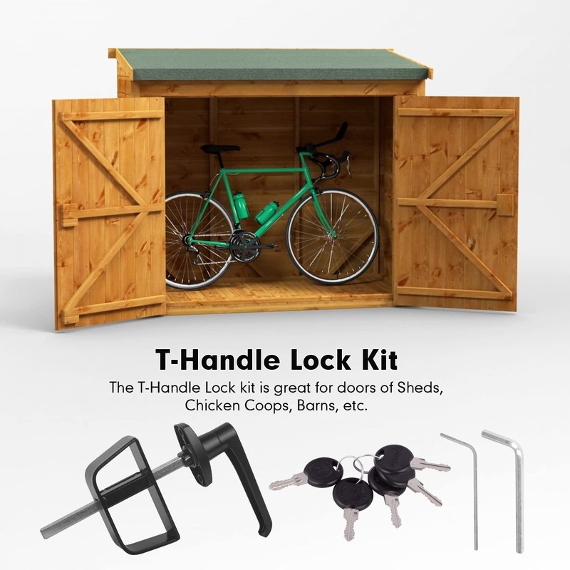 5-Key L-Handle Shed Lock Kit - Durable Anti-Corrosion Metal Hardware