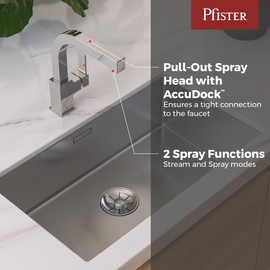 Pfister Arkitek Kitchen Faucet with Pull Out Sprayer, Single Handle, High Arc, Polished Chrome Finish, LG534LPMC