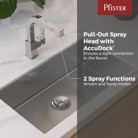 Pfister Arkitek Kitchen Faucet with Pull Out Sprayer, Single Handle, High Arc, Polished Chrome Finish, LG534LPMC