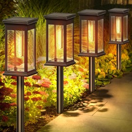 Clearhill 8 Pack Upgraded Solar Pathway Lights Outdoor, Bright Solar Garden Lights Outdoor Waterproof, Auto On/Off Outdoor Solar Lights for Yard Landscape Path Lawn Patio Walkway (4Pack Square)