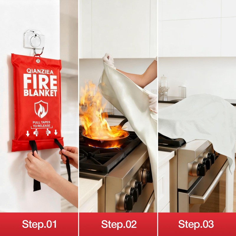 QIANZIEA Fire Blanket,4 Pack,40"x40" Fire Blankets Emergency for Home and
