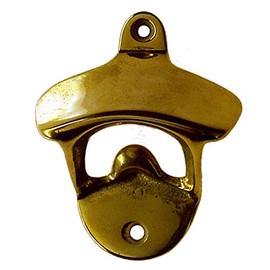Cast Brass Classic Bottle Opener Wall Mounted | Bar Accessories for the Home or Restaurant, Hanging Bottle Opener for Kitchen | IB-15