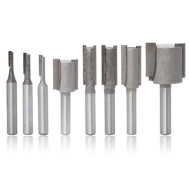 Mesee Set of 8 Pieces Straight & Dado Router Bits, 1/4-Inch Shank Straight Router Bit Set Double Flute Woodworking Milling Trimming Cutter Tools