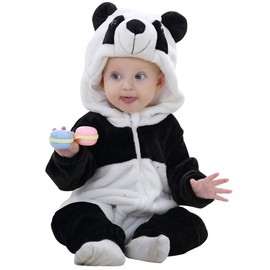 MICHLEY Unisex Baby Romper Winter and Autumn Flannel Jumpsuit for 12-18 Months, Animal Cosplay Outfits Black Size 123