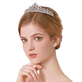 Wekicici Crystal Wedding Tiara Silver Bridal Rhinestone Crown Elegant Wedding Headband for Wedding Prom Birthday Costume Party Hair Accessories for Women Girls