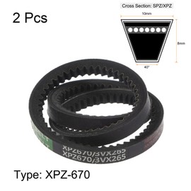sourcing map 2pcs XPZ-670 V-Belts Drive Belt 670mm Pitch Girth 10mm Width 8mm Height Rubber for Power Transmission