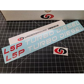 L5P Turbo Diesel Decals Duramax 6.6L Hood Truck Bedside Stickers Silverado Sierra 2017-2022 Select Color: (Gloss White & Red)