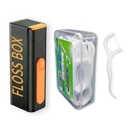 LSLYRGT Floss Dispenser, Portable Floss, Travel Essentials Flosser with Mirror, Refillable, Comes with 50 Replacement Flosses