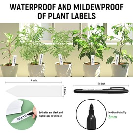 Plant Labels 1000 Pcs Yuanling for Seeding Plastic Waterproof Plant Name Tags Garden Labels Marker Garden Pots Stakes for Outdoor Potted Plants Belt Permanent Marking Pen (White)