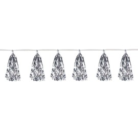 Beistle Metallic Tassel Garland, 9¾" x 8', Silver