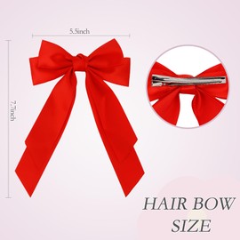 Ondder 2 Pcs Big Hair Bows for Women Satin Bow Hair Clips Large Hair Bows with Long Tail Hair Clip Bow Barrettes Ribbon Hair Bow Hair Accessories for Women Girls
