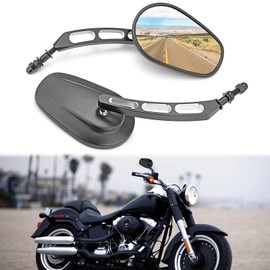 Wsays 8MM Rear View Side Mirrors Motorcycle Hollow Handlebar Mount Mirrors Gloss Black Compatible with Harley Sportster Dyna Softail Touring Electra Street Glide Road Glide Road King