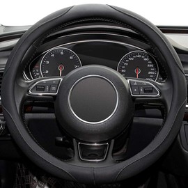 Xizopucy Car Steering Wheel Cover,14.5-15 Inch Black Universal Microfiber Leather Covers Breathable Anti-Slip Odorless Steering Wheels Accessories for Men Women