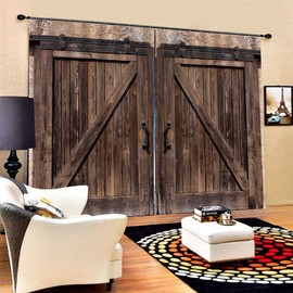 Yosooo Cortina de Ventana Estilo de Puerta de Madera Sala de Estar Dormitorio Cortina de Ventana Cortina Opaca Cortina de impresión(170*200cm)