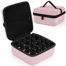 RISOU Portable Nail Polish Organizer Case for 16 Bottles of Nail Polish Storage（Case Only(Pink)