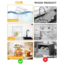 MEI NIAN Pastry Display Case,Bread Box for Kitchen Countertop,4-Layer Adjustable BreadBox, Large Capacity Bread Box for Home-baked Breads,Muffins,Bagel Storage Container, Bread Holder