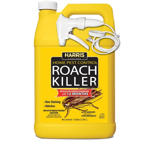 Harris Roach Killer, Liquid Spray with Odorless and Non-Staining 12-Month Extended Residual Kill Formula (Gallon)