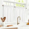 DWCN White Faux Linen Kitchen Curtains, 36 Inch Drop Cafe