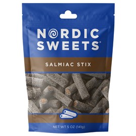 Nordic Sweets Salty Licorice Salmiac Heksehyl Stix, 5oz (Pack of 3)