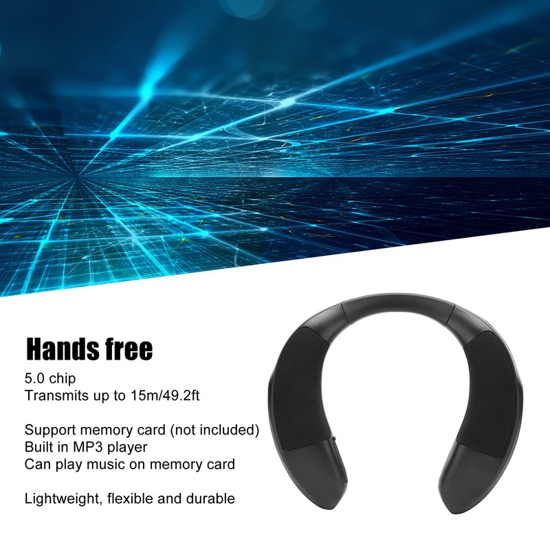 Neckband Bluetooth Speaker, 3D Stereo Sound 12H Playtime Clear Calls