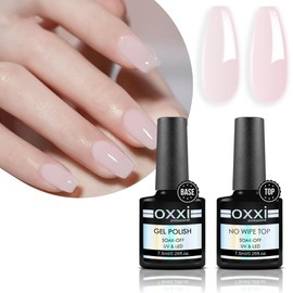 OXXI Professional 1+1 Natural Jelly Color Base coat Nude Color No Wipe Top Coat Shiny High 02