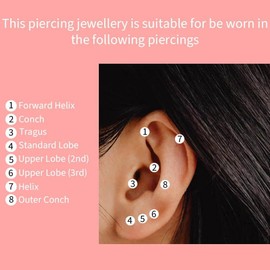 Caijewl16G Stainless Steel Nose Hoop Ring CZ 16G Seamless Open Nose Ring Earring Helix Piercings Hoops Cartilage Rook Double Line Body Jewellery Women Men Gift 8,10mm (8mm, Gold)