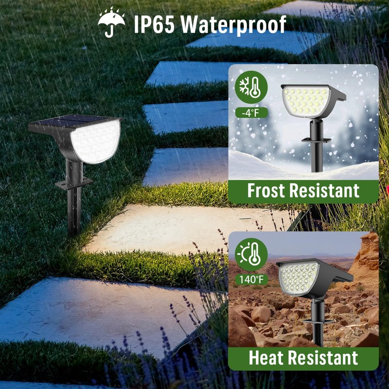 GKGG Solar Lights Outdoor Waterproof IP65, Solar Powered 76 LED