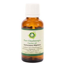 R V Essential Pure Chaulmoogra Carrier Oil - Hydnocarpus Wightiana (100% Pure and Natural Cold Pressed) Pure Chaulmoogra Carrier Oil