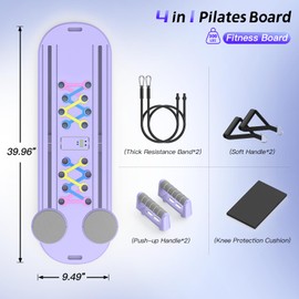 Lazolloa 4 in 1 Home Gym Equipment, Pilates Board for Women, Foldable Pilates Reformer Set with Timer, Portable Pilates Machine for Home Workout, Fitness, Exercise, Ab, Core