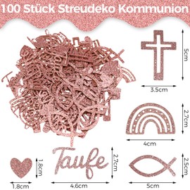 ALEGRE® Scatter Decoration Christening Decoration Confetti, Pack of 100 Table Decoration Christening Girl, Communion Decoration Confetti, Table Decoration Communion Fish Decoration Confetti for Baby