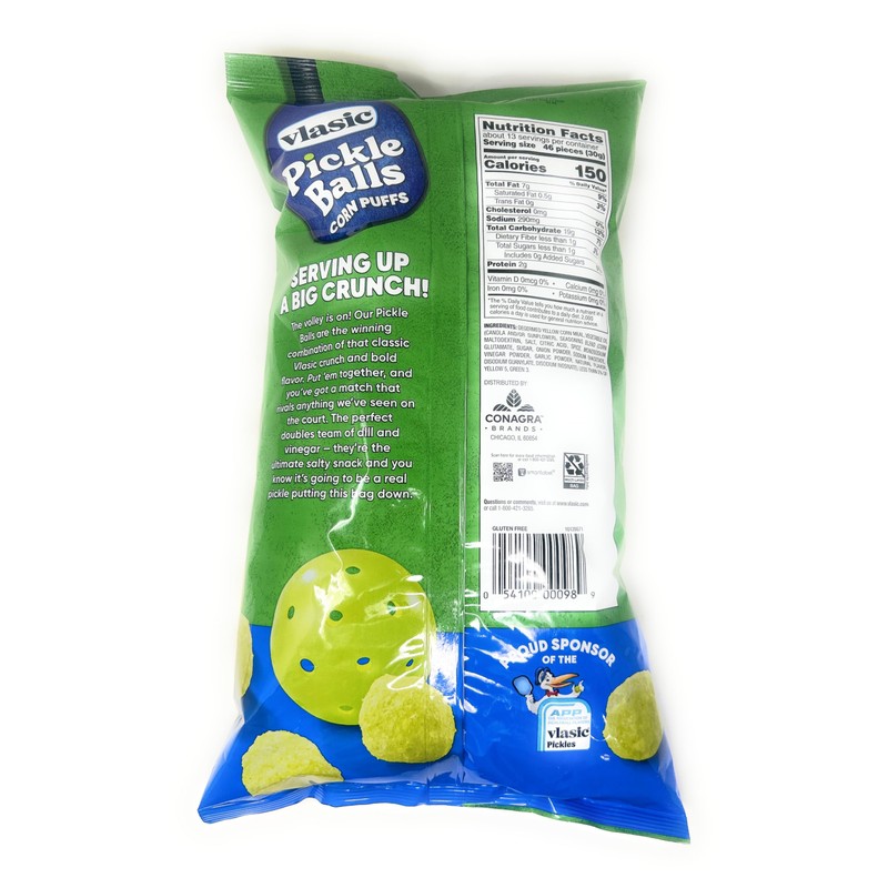 Vlasic Pickle Balls Dill Pickle Flavored Corn Puffs Pickle Snack