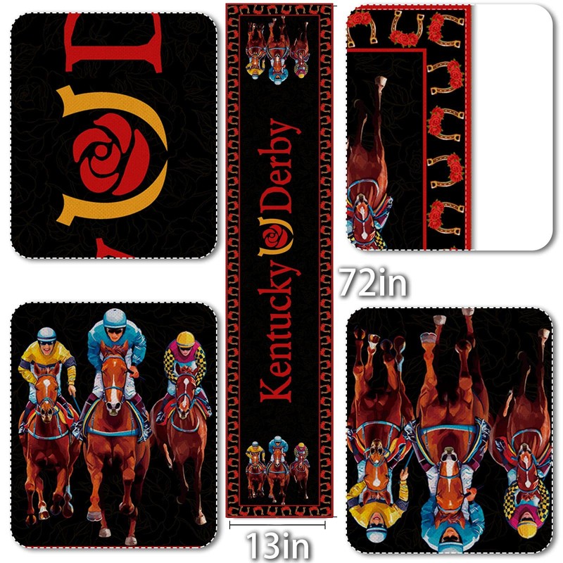 Vohado 2025 Derby Table Runner Roses Horse Racing Decorations Holiday