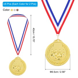 PATIKIL 2.6" Gold Silver Copper Bowling Medals, 6 Pack Bowling Award Medals with Ribbon Red White for Games Sports Competitions
