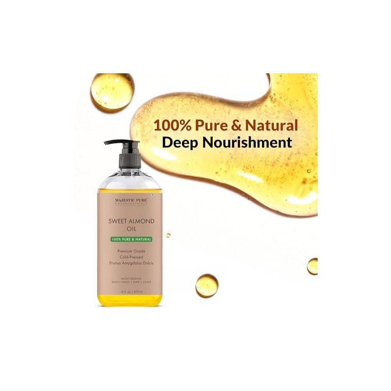 Majestic Pure Sweet Almond Oil, Super Triple A Grade Quality,