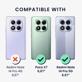 kwmobile Clear Case and Screen Protector Compatible with Xiaomi Redmi Note 14 Pro 5G / Poco X7 Case - Cherry Blossoms Pink/Dark Brown/Transparent