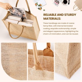 Affbei 3 Pack Burlap Tote Bag Set Jute Tote Bags with Handles Blank Large Burlap Reusable Grocery Bags Water Resistant for Shopping Party Embroidery DIY Art Crafts 15.4 x 12.2 x 5.9 Inches