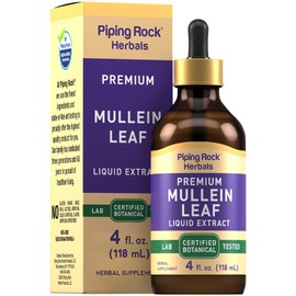 Piping Rock Mullein Leaf Liquid Drops | 4 Fl Oz | Herb Extract Tincture Supplement | Verbascum Thapsus | Non-GMO, Gluten Free